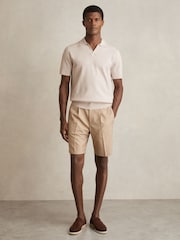 Меланжевая овсяная - Reiss Tyne Open Collar Knit Polo Shirt - Изображение 3 из 6