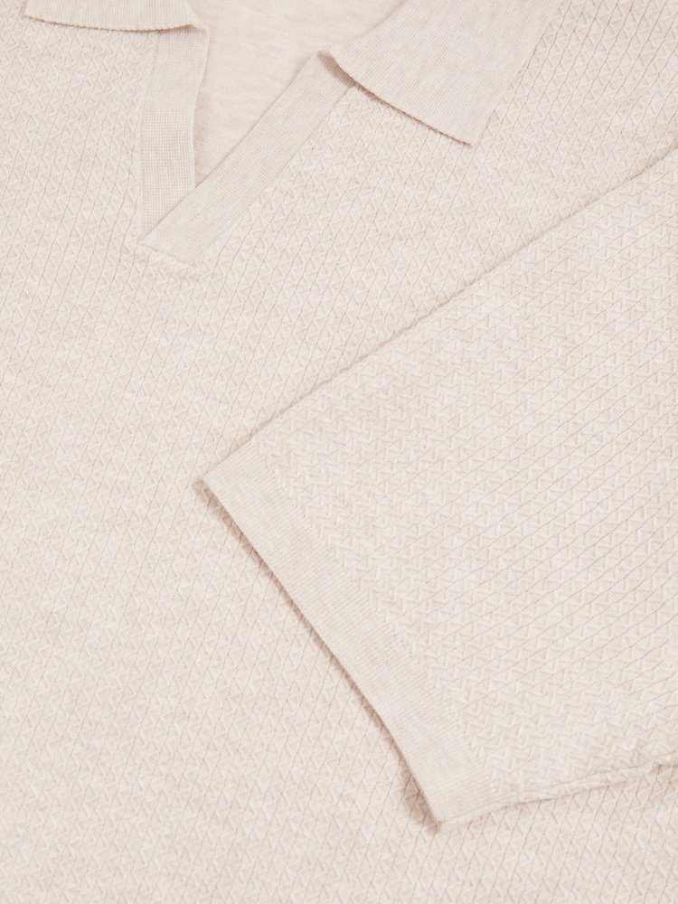 Меланжевая овсяная - Reiss Tyne Open Collar Knit Polo Shirt - Изображение 6 из 6