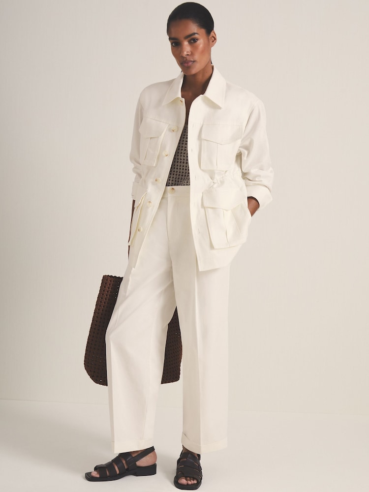 Reiss White Luca Reiss | Les 100 Ciels Wide Leg Trousers - Image 1 of 6