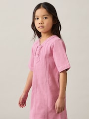 Reiss Tia Lace-Up Detail Denim Dress - Imagen 3 de 4