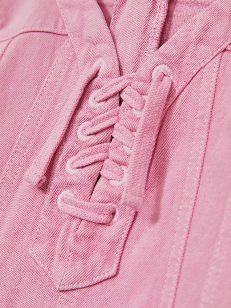 Reiss Tia Lace-Up Detail Denim Dress - Imagen 4 de 4