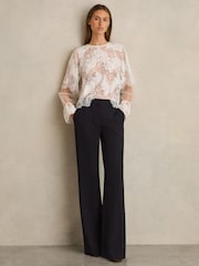 Reiss Navy Athena Flared Tailored Trousers - Image 1 of 6