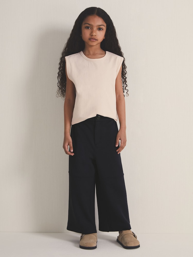 Reiss Navy Lenny 4-9 yrs Reiss | Les 100 Ciels Wide-Leg Joggers - Image 1 of 6