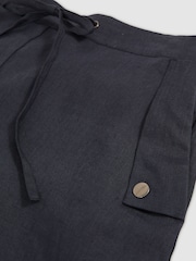 Reiss Navy Cara 100% Linen Beach Shorts - Image 6 of 6
