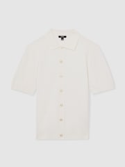 Reiss White Thames Textured Knit Button-Through Shirt - Image 2 of 6