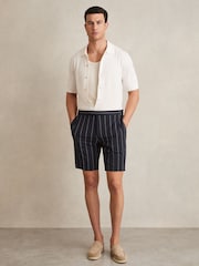 Reiss White Thames Textured Knit Button-Through Shirt - Image 3 of 6