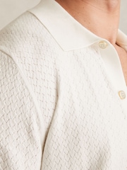 Reiss White Thames Textured Knit Button-Through Shirt - Image 4 of 6