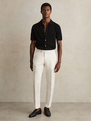 Reiss Black Thames Textured Knit Button-Through Shirt - Image 3 of 7