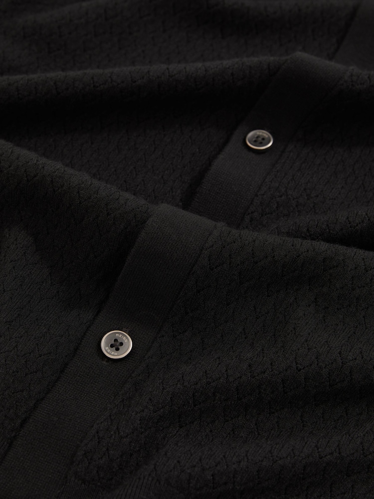 Черный - Reiss Thames Textured Knit Button-Through Shirt - Изображение 7 из 7 Черный - Reiss Thames Textured Knit Button-Through Shirt - Изображение 7 из 7