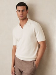 Белый - Reiss Tyne Open Collar Knit Polo Shirt - Изображение 1 из 7
