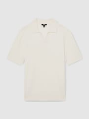 Белый - Reiss Tyne Open Collar Knit Polo Shirt - Изображение 2 из 7
