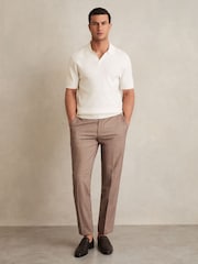 Белый - Reiss Tyne Open Collar Knit Polo Shirt - Изображение 3 из 7