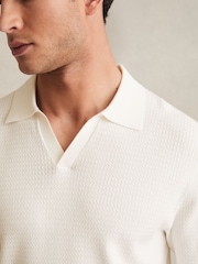 Белый - Reiss Tyne Open Collar Knit Polo Shirt - Изображение 4 из 7