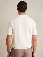 Белый - Reiss Tyne Open Collar Knit Polo Shirt - Изображение 6 из 7