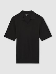 Черный - Reiss Tyne Open Collar Knit Polo Shirt - Изображение 2 из 6