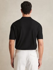 Черный - Reiss Tyne Open Collar Knit Polo Shirt - Изображение 5 из 6