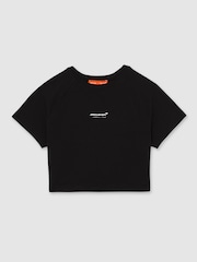 Reiss Black Grace McLaren F1 Team Cropped Logo T-Shirt - Image 2 of 5
