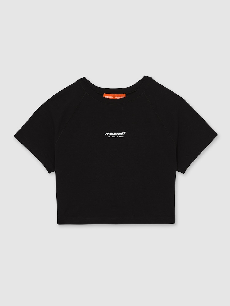 Reiss Black Grace McLaren F1 Team Cropped Logo T-Shirt - Image 2 of 5