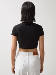 Reiss Black Grace McLaren F1 Team Cropped Logo T-Shirt - Image 4 of 5