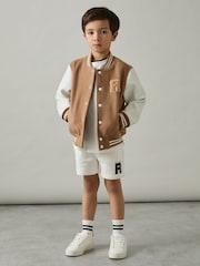 Reiss Off White/Forest Green Marcus 13-14 yrs Jersey Drawstring R Print Shorts - Image 2 of 4