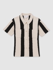 Reiss Black Clive 13-14 yrs Reiss | Les 100 Ciels Stripe Knit Shirt - Image 1 of 6