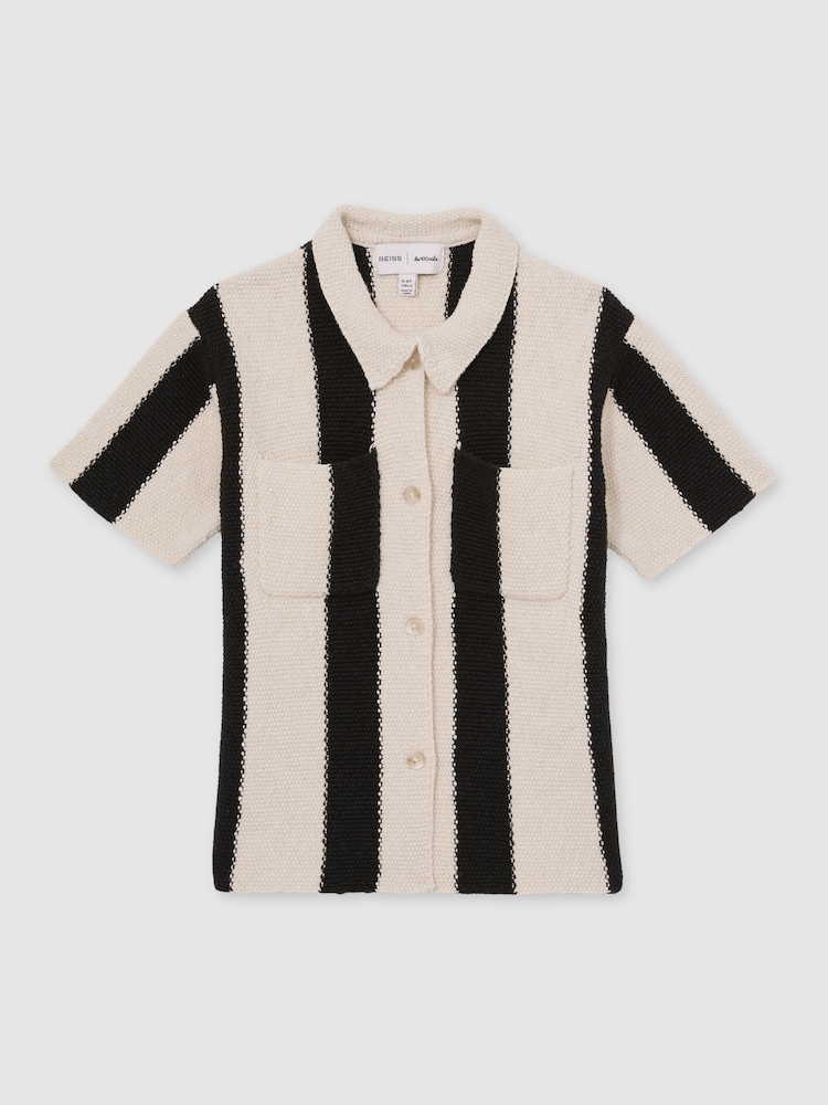 Reiss Black Clive 13-14 yrs Reiss | Les 100 Ciels Stripe Knit Shirt - Image 1 of 6