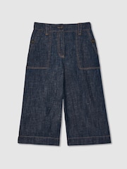 Reiss Indigo Ashby Cotton-Linen Wide Leg Trousers - Image 1 of 4