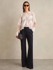Azul marino - Pantalones acampanados a medida Athena de Reiss - Imagen 1 de 7