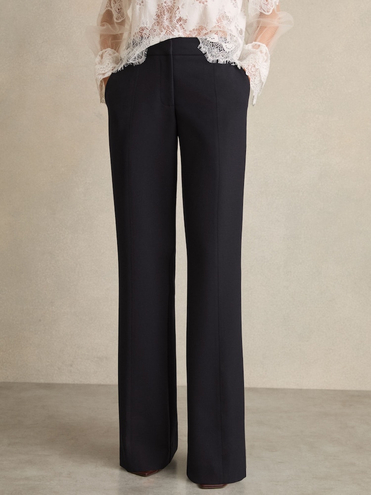Marineblauw - Reiss Athena Tailored Broeken met Uitlopende Pijpen - Image 3 of 7