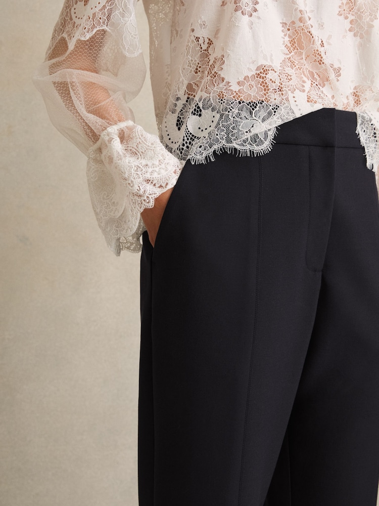 Marineblauw - Reiss Athena Tailored Broeken met Uitlopende Pijpen - Image 4 of 7