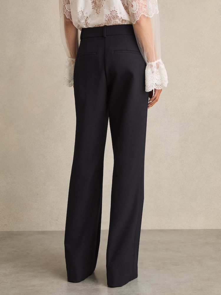 Marineblauw - Reiss Athena Tailored Broeken met Uitlopende Pijpen - Image 5 of 7