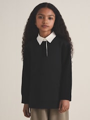 Reiss Black Noa 9-13 yrs Reiss | Les 100 Ciels Polo Sweatshirt - Image 4 of 6