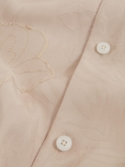 Reiss Oatmeal Coupe Floral-Jacquard Short-Sleeve Shirt - Image 6 of 6
