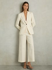 Reiss Cream Myrtle Petite Twill Culotte Trousers - Image 1 of 7
