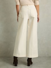 Reiss Cream Myrtle Petite Twill Culotte Trousers - Image 5 of 7