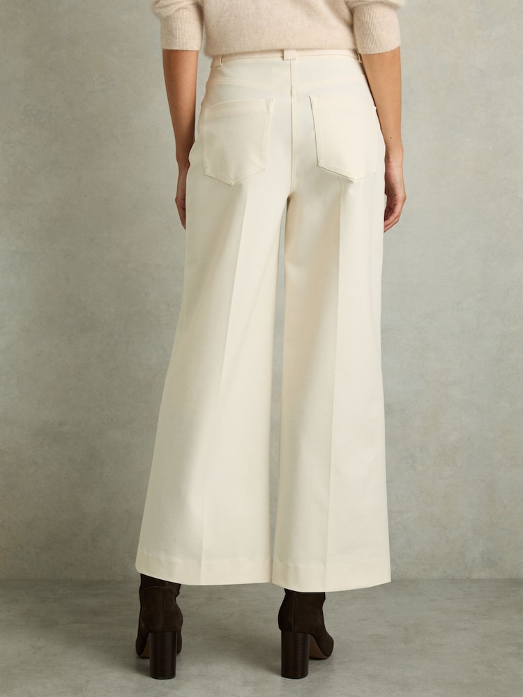 Reiss Cream Myrtle Petite Twill Culotte Trousers - Image 5 of 7