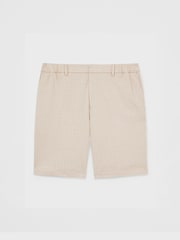 Reiss Oatmeal/White Pin Jersey Pinstripe Shorts - Image 2 of 6