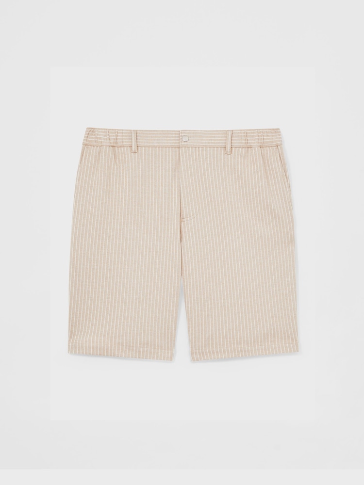 Reiss Oatmeal/White Pin Jersey Pinstripe Shorts - Image 2 of 6
