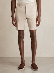 Reiss Oatmeal/White Pin Jersey Pinstripe Shorts - Image 3 of 6