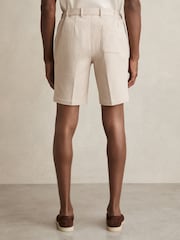 Reiss Oatmeal/White Pin Jersey Pinstripe Shorts - Image 5 of 6