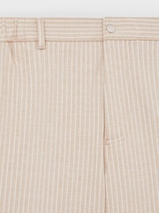 Reiss Oatmeal/White Pin Jersey Pinstripe Shorts - Image 6 of 6
