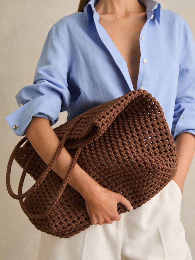 Reiss Tan Nancy Woven Neoprene Tote Bag - Image 2 of 5