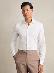 Reiss White Remote Double Cuff Slim-Fit Cotton-Sateen Shirt - Image 1 of 7