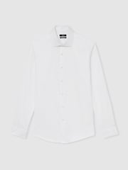 Reiss White Remote Double Cuff Slim-Fit Cotton-Sateen Shirt - Image 2 of 7
