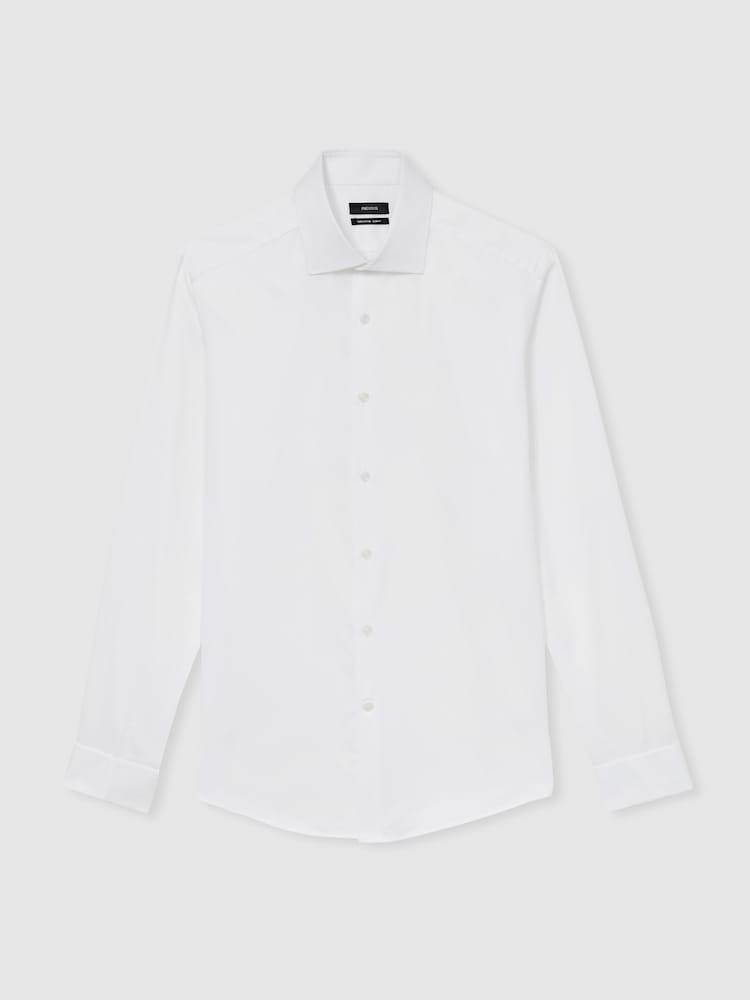 Reiss White Remote Double Cuff Slim-Fit Cotton-Sateen Shirt - Image 2 of 7