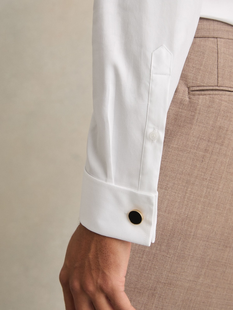Reiss White Remote Double Cuff Slim-Fit Cotton-Sateen Shirt - Image 5 of 7
