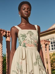 Love & Roses Ivory Scenic Printed Strappy 100% Cotton Sundress - Image 2 of 5
