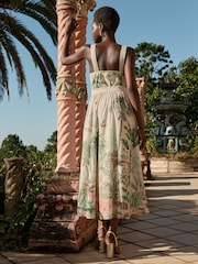 Love & Roses Ivory Scenic Printed Strappy 100% Cotton Sundress - Image 5 of 5