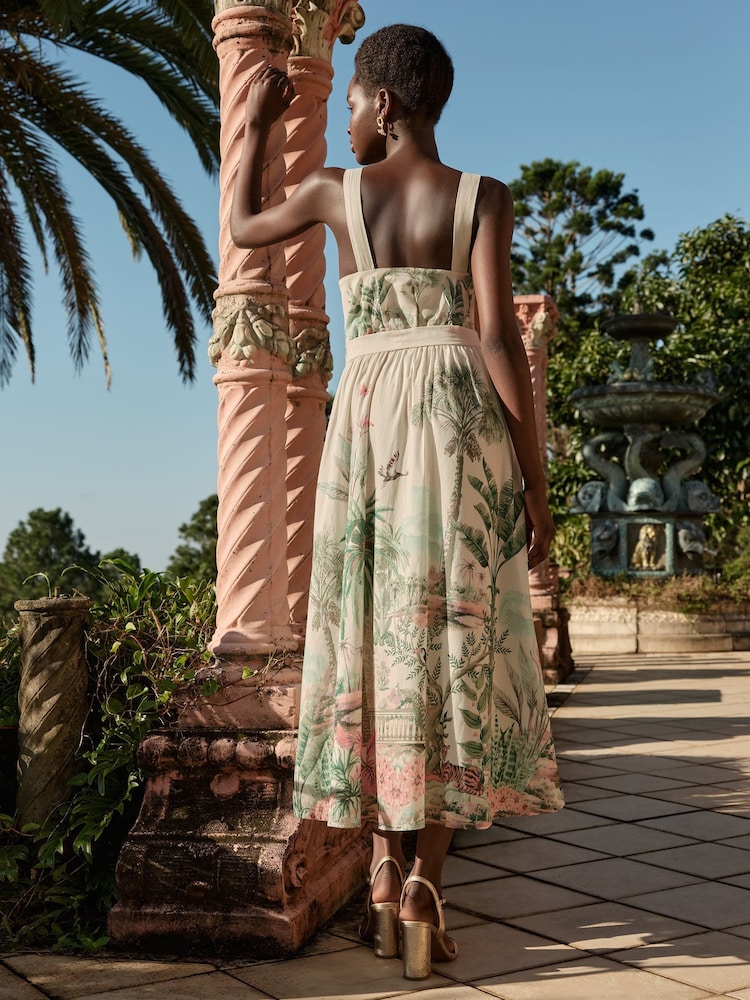 Love & Roses Ivory Scenic Printed Strappy 100% Cotton Sundress - Image 5 of 5 Love & Roses Ivory Scenic Printed Strappy 100% Cotton Sundress - Image 5 of 5