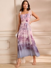Love & Roses Scenic Printed Tie Shoulder Midaxi Dress - Imagen 1 de 5
